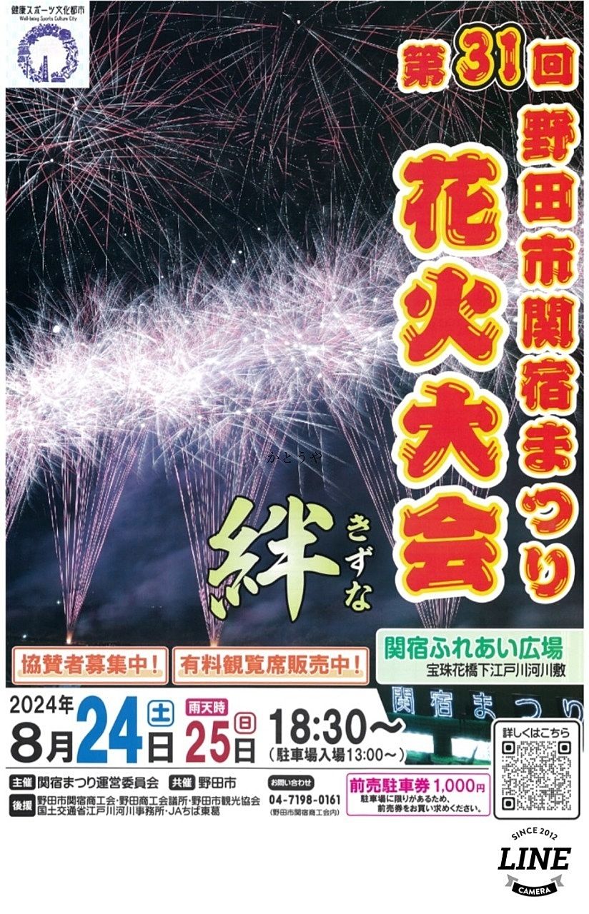 第31回野田市関宿花火大会は順延に